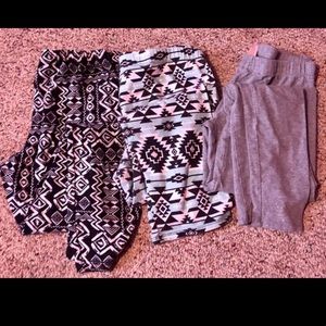 3 pair medium ANKLE length leggings.$12 all 3